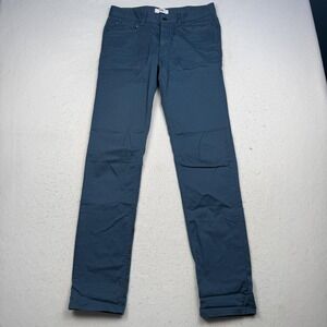 Spoke Fives Pants Mens 32x33 Blue Chino Slim Tapered Casual Travel 5 Pocket